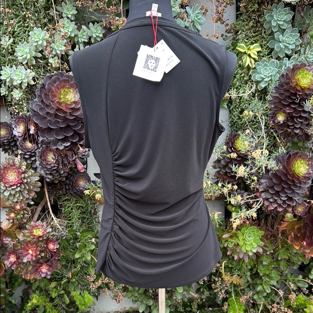 Anne Klein Black Ruched Tank Top - Picture 3 of 3